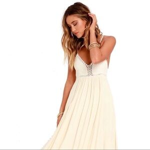LULU’S Hippie Hippie Chic Cream Maxi Dress L